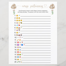 Doppelseitiges Boho Balloons Emoji Pictionary Game
