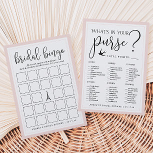 Doppelseitiges Brautparty Bingo und Purse Game
