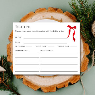 Doppelseitiges, elegantes Red Bow Recipe Brautpart Begleitkarte