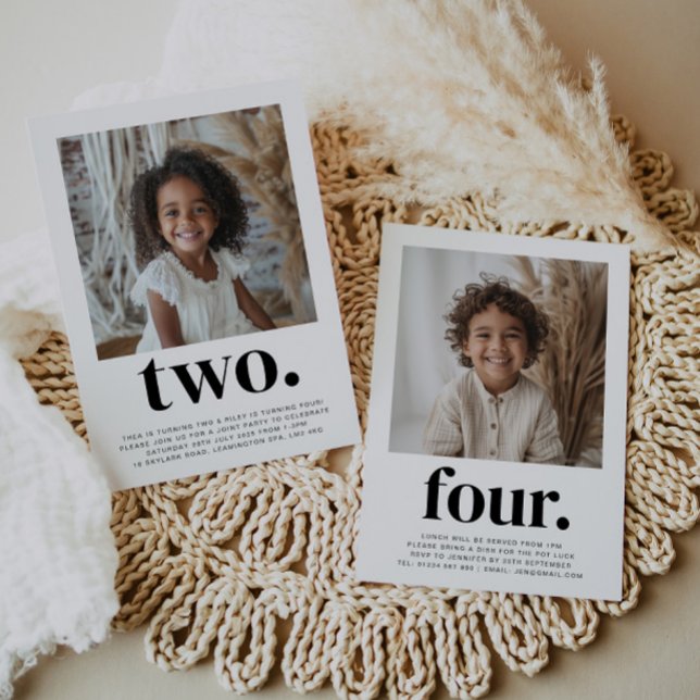 Doppelseitiges Foto Geburtstag - Junge Mädchen Einladung (Von Creator hochgeladen)