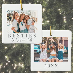 Doppelseitiges Foto vom besten Freund zu Weihnacht Keramikornament