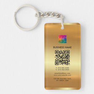 Doppelseitiges Hochladen Ihres Logos Gold-Add-QR-C Schlüsselanhänger