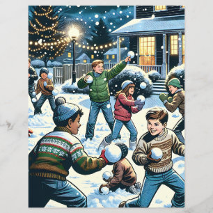 Doppelseitiges Snowball Fight Scrapbook Paper