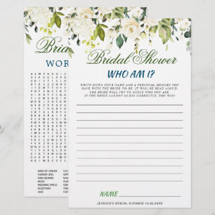 Doppelseitiges White Roses Floral Brautparty-Spiel