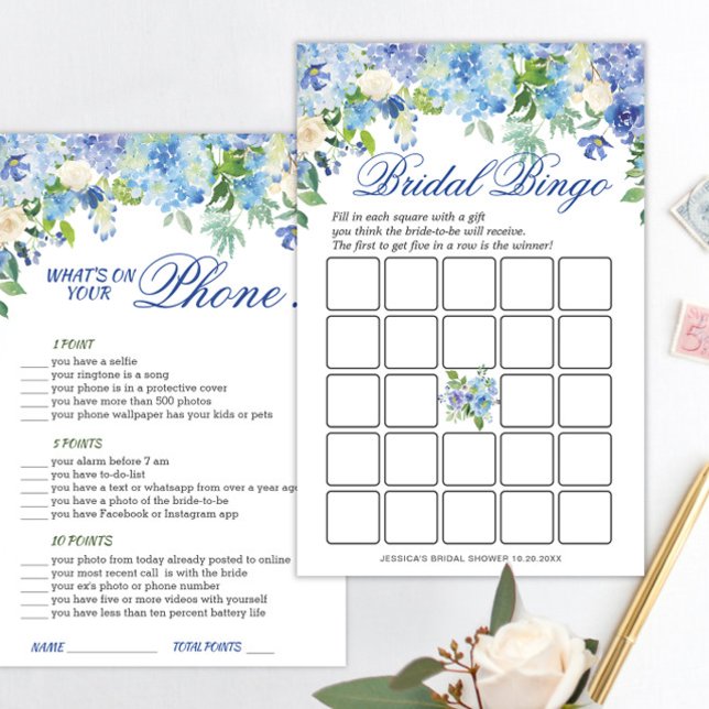 DOPPELSIDED Blue Hydrangea Brautparty Game (Von Creator hochgeladen)