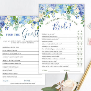 DOPPELSIDED Blue Hydrangea Brautparty Game