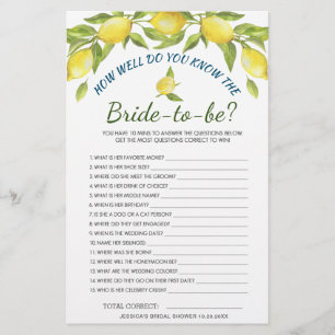 DOPPELSIDED Lemons & Greenery Brautparty Game