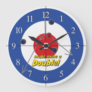 "Doppelt-" kräuselnBar-Uhr - (Blau) Große Wanduhr