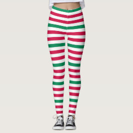 Doppelt-Rot mit grünen Streifen Leggings