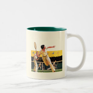 Doppelt-Tennis-Match Zweifarbige Tasse