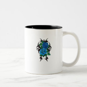 doppelte blaue Rose zweifarbige Keramik-Tasse Tasse