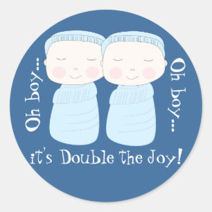 Doppelte die Freude! Twin Boys Runder Aufkleber