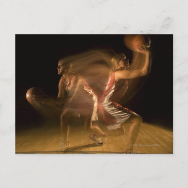 Doppelte Exposition von Basketballspielerinnen Postkarte (Vorderseite)