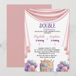 Doppelte gemeinsame Feier Geburtstagsparty für Kin Einladung