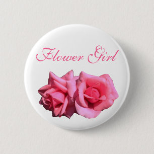 doppelte heiße rosa Rosenblumen Blumenmädchen Hoch Button
