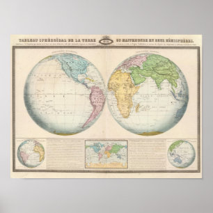 Doppelte Hemisphäre-Karte des Klimas Poster