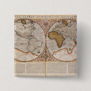 Doppelte Hemisphäre-Weltkarte, 1587 Button