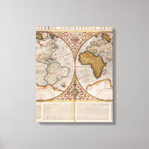 Doppelte Hemisphäre-Weltkarte, 1587 Leinwanddruck