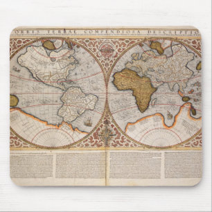Doppelte Hemisphäre-Weltkarte, 1587 Mousepad