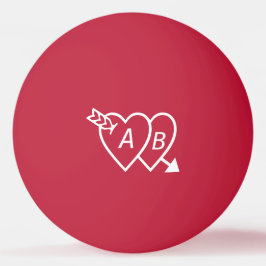 Doppelte Herzen mit Cupids-Pfeil und -Initialen Tischtennisball