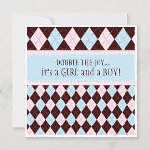 Doppelte Joy Raute Boy Girl Twins Baby Dusche Einladung