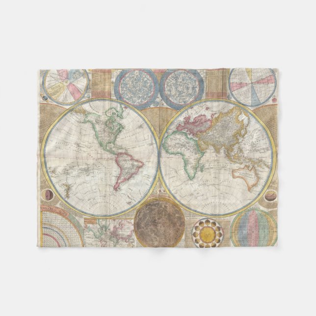 Doppelte Karte der Hemisphäre-1794 Fleecedecke (Vorderseite (Horizontal))