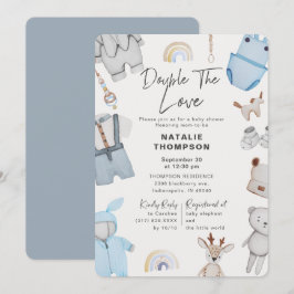 Doppelte Liebe Kleidung Twin Boys Babydusche Einladung
