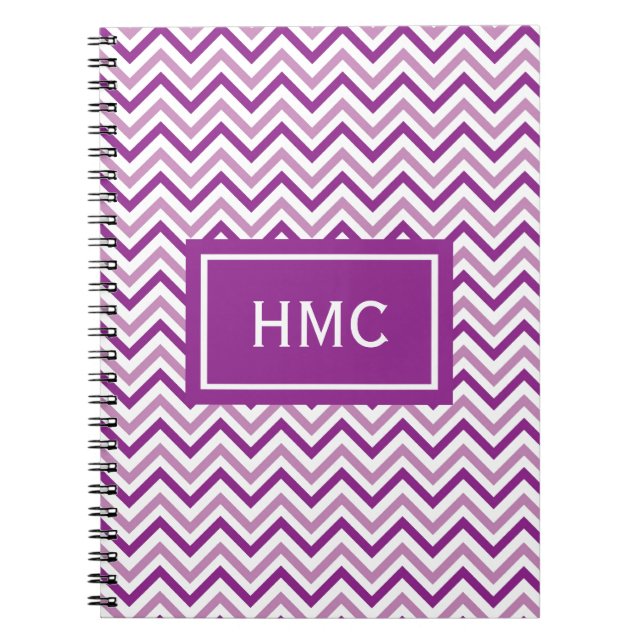 Doppelte Lila Zickzack Monogramm Notizblock (Vorderseite)