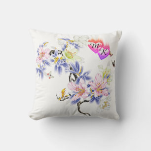 Doppelte Monogramm Flammenhefte mit Blume Kissen