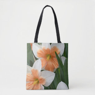 Doppelte Narzissen Pfirsich Orange & Weiß Tasche