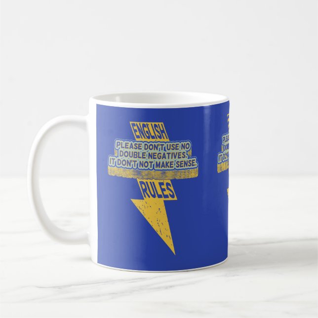 Doppelte negative Englischkenntnisse Kaffeetasse (Links)