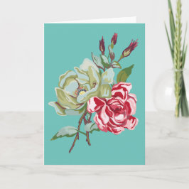 Doppelte Rose auf aquamariner Gruß-Karte - löschen Karte