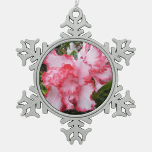 Doppelte rote und weiße Azaleen Frühlingsblumen Schneeflocken Zinn-Ornament