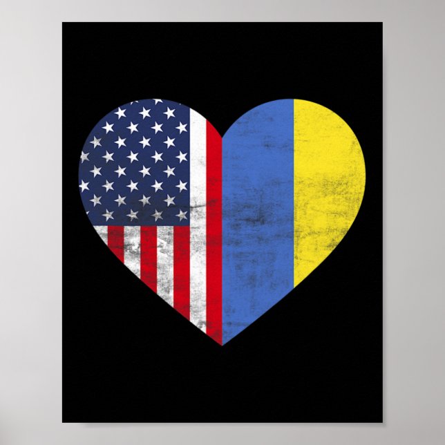 Doppelte Staatsbürgerschaft USA Ukraine Herz Ameri Poster (Vorne)
