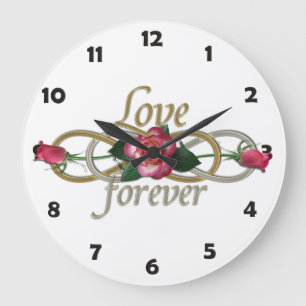 Doppelte Unendlichkeit - Rosen-Liebe für immer Große Wanduhr