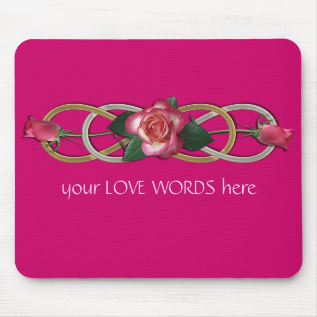 Doppelte Unendlichkeit Silver Gold Rose Mousepad (Vorne)