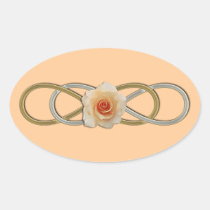 Doppelte Unendlichkeit Silver Gold Rose Ovaler Aufkleber