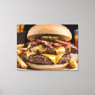 Doppelter Bacon-Cheeseburger Leinwanddruck