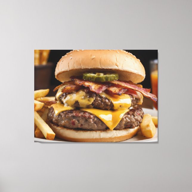 Doppelter Bacon-Cheeseburger Leinwanddruck (Vorderseite)
