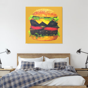 Doppelter Deluxe-Hamburger mit Käse Leinwanddruck