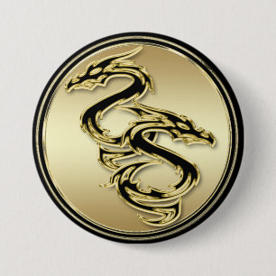 Doppelter Drache-runder Knopf Button