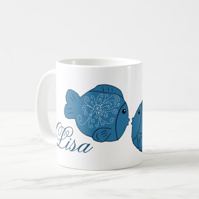 Doppelter Fisch personalisiert Kaffeetasse (Vorderseite Links)