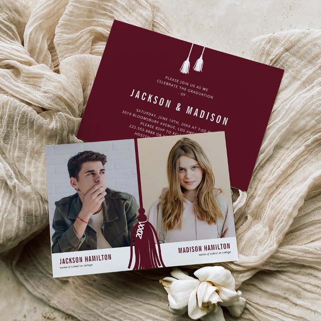 Doppelter gemeinsamer Abschluss Burgundy Tassel Pa Einladung (Von Creator hochgeladen)