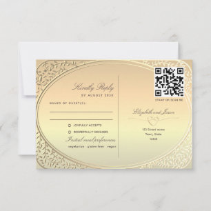 Doppelter Gold-Hochzeits-QR-Code RSVP Karte