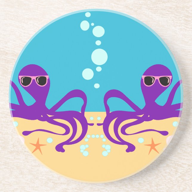 Doppelter Groovy Oktopus Getränkeuntersetzer (Vorne)