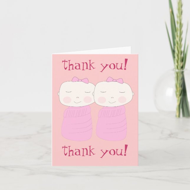 Doppelter Joy! Twin Girl Thank You Notecard Dankeskarte (Vorderseite)