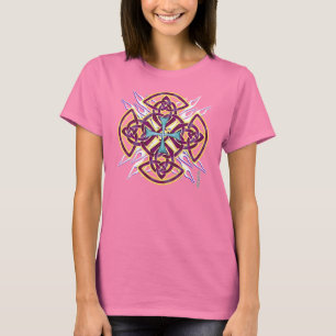 Doppelter Kelte-Kreuz-Damenburnout-T - Shirt