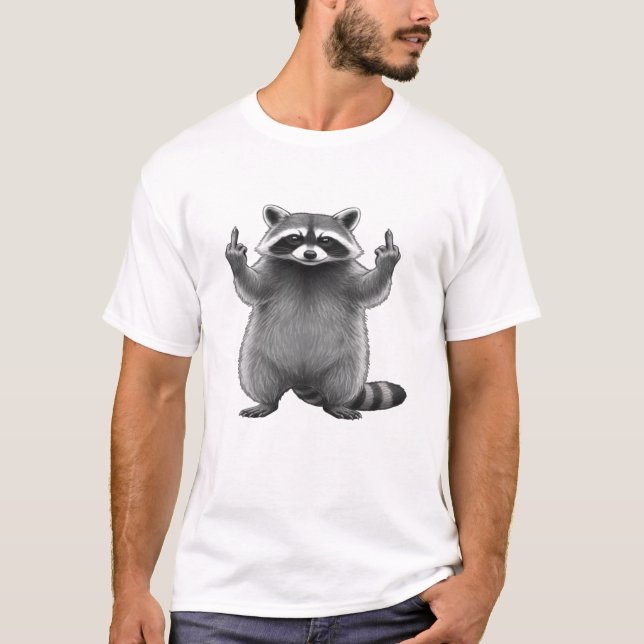 Doppelter Mittelfinger-Waschbär T-Shirt (Vorderseite)