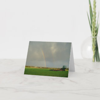 Doppelter Regenbogen in Farmfield Dankeskarte