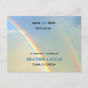 Doppelter Regenbogen L Save the Date Postkarte